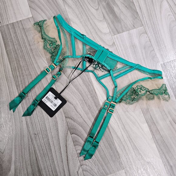 Honey Birdette Gabrielle Emerald Suspender Garter Belt Size L ~ NWT - Picture 2 of 6